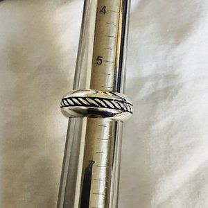 David Yurman Sterling Silver Cable Inset Band Ring 8mm Size 6 w/DY Pouch NICE